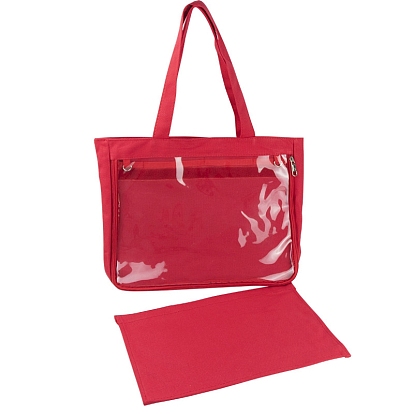 Canvas Shoulder Bags, Rectangle Women Handbags, with Zipper Lock & Clear PVC Windows