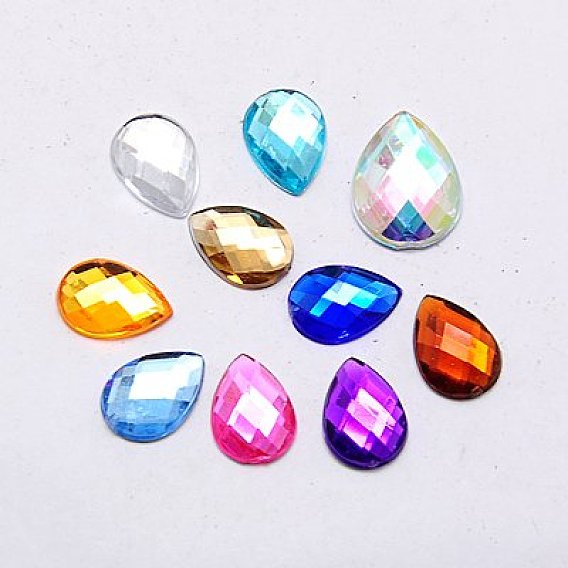 Cabujones de diamantes de imitación acrílicos de lágrima facetada de imitación de taiwán