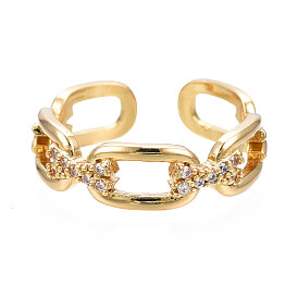 Кольцо-манжета в форме цепочки из прозрачного кубического циркония, полое латунное открытое кольцо для женщин, без никеля 