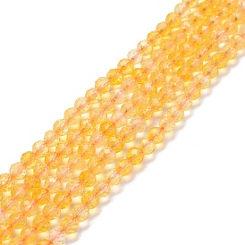 Naturelles quartz jaune brins de perles, facette, ronde