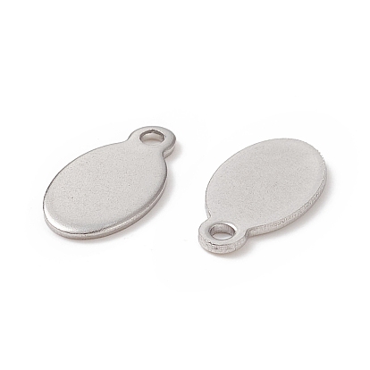 304 Stainless Steel Stamping Blank Tag Pendants, Flat Oval