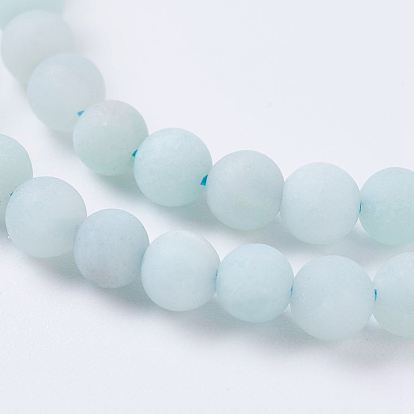 Natural Amazonite Beads Strands, Grade A, Frosted, Round