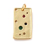 Brass Micro Pave Cubic Zirconia Pendants, with Jump Ring, Long-Lasting Plated, Rectangle, Colorful