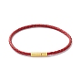 Braided Leather Cord Bracelet for Women, Golden