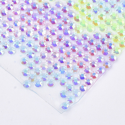 Glitter Hotfix Resin Rhinestone, Iron on Patches, for Trimming Cloth Bags and Shoes, AB Color Plated, Wave Pattern