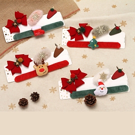 Christmas Theme Cloth Slap Bracelets & Snap Hair Clips & Hair Barrettes, Jewelry Set for Women