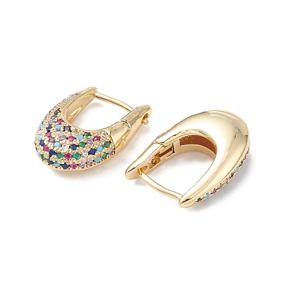 Boucles d'oreilles créoles colorées en zircone cubique, bijoux en laiton pour femmes, lune