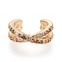 Brass Micro Pave Cubic Zirconia Cuff Earrings, Colorful