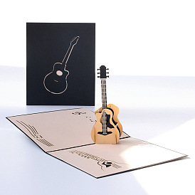 3D Guitar Pop Up Paper Greeting Card for Birthday Day, Rectangle