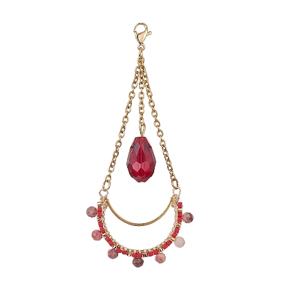 Décorations pendantes en perles de verre et de pierres précieuses en forme de larme, avec 304 acier inoxydable fermoir