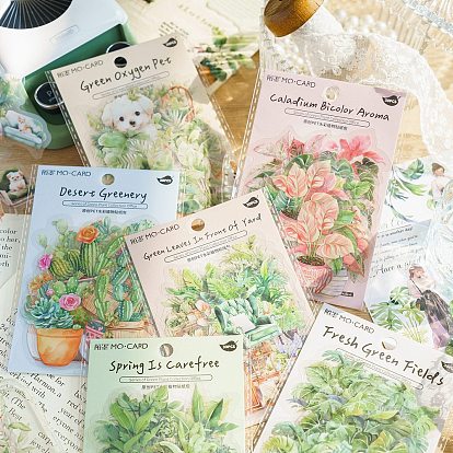 30Pcs Plant Waterproof PET Decorative Stickers, Self-adhesive Plant Decals, for DIY Scrapbooking