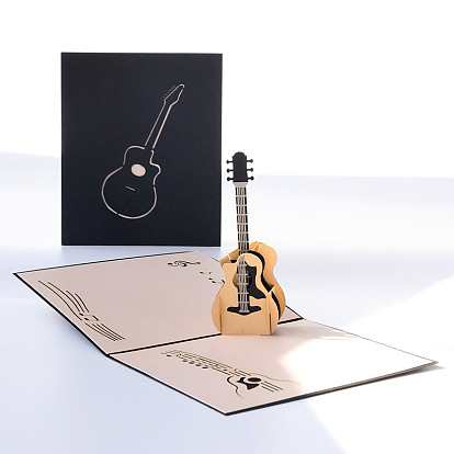 3d tarjeta de felicitación de papel emergente de guitarra para el día de cumpleaños, Rectángulo
