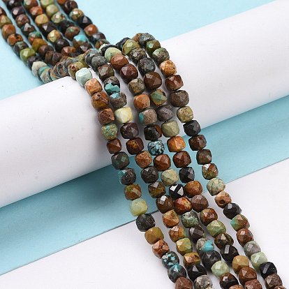 Natural Turquoise Beads Strands, Faceted, Cube