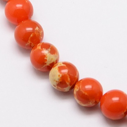 Perles de jaspe impérial synthétiques, teint, ronde