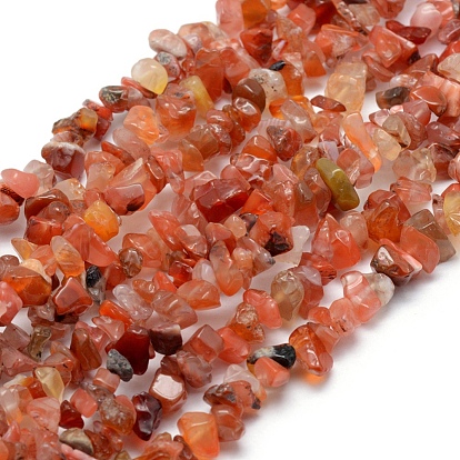 Natural Carnelian Beads Strands, Dyed & Heated, Chip