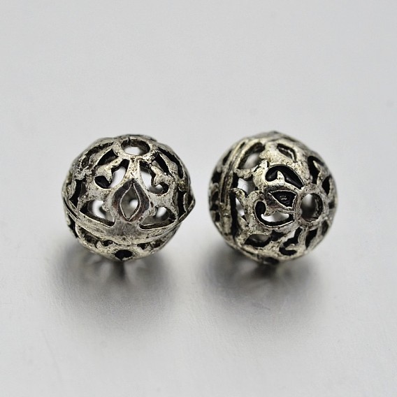 Laiton perles rondes en filigrane creux, boule en filigrane, sans plomb et sans cadmium, 8mm, Trou: 2mm