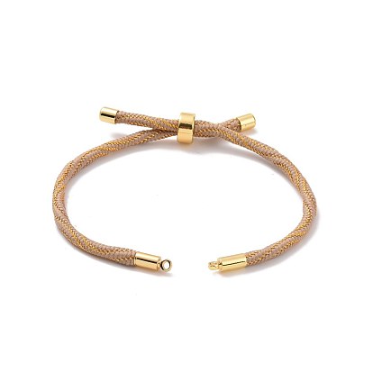 Nylon Cord Silder Bracelets, for Connector Charm Bracelet Making, with Rack Plating Golden Brass Findings, Long-Lasting Plated, Cadmium Free & Lead Free