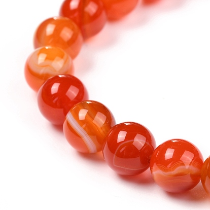 Natural Banded Agate/Striped Agate Beads Strands, Dyed, Round