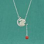 Ожерелье из натурального белого нефритового кролика с подвеской-фонариком и кисточкой, 925 ювелирные изделия из стерлингового серебра для женщин