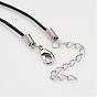 Glass Wishing Bottle Leather Cord Pendant Necklaces, with Natural Gemstone Chip Beads, 16.54 inch