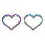 Rainbow Color 201 Stainless Steel Linking Rings, Cadmium Free & Nickel Free & Lead Free, Heart