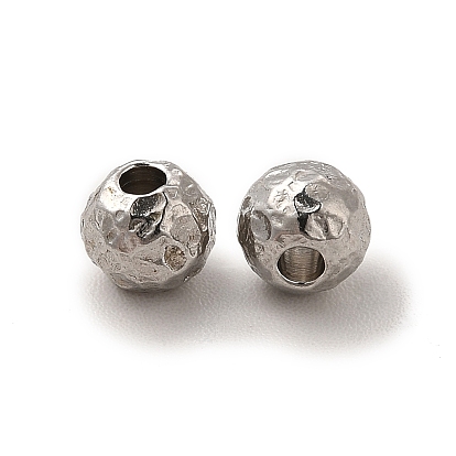201 Stainless Steel Beads, Textured, Round