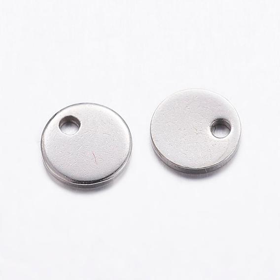 201 Stainless Steel Pendants, Flat Round, Blank Tags