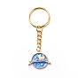 4Pcs Moon Star Planet Enamel Pendant Keychain, with Alloy Findings