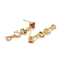 Colorful Cubic Zirconia Chain Dangle Stud Earrings, Brass Jewelry for Women, Cadmium Free & Nickel Free & Lead Free