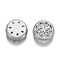 304 Stainless Steel Diffuser Locket Aromatherapy Essential Oil, with Perfume Pad, Perfume Button for Face Mask, Flat Round with Flower