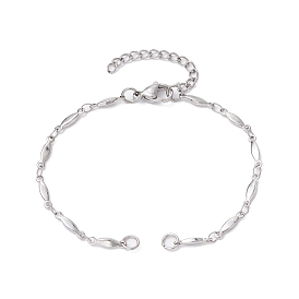 304 fabrication de bracelets à maillons ovales en acier inoxydable, convient aux breloques de connecteur, avec fermoir pince de homard et rallonge de chaîne
