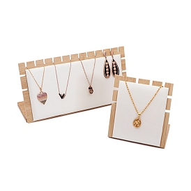 PU Leather Necklaces Display Rack, Wooden Jewelry Stands For Hanging Necklaces, Rectangle