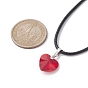 Ожерелья с подвесками в виде стеклянных сердечек ко Дню святого Валентина, с искусственной кожи шнуры