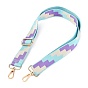 Polyester Bag Strap, with Zinc Alloy Clasps, Geometric Patterns, for Bag Replacement Accessories