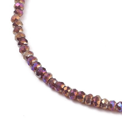 Bracelets en perles de verre galvanisé à facettes, avec fermoirs à ressort en laiton doré, rondelle