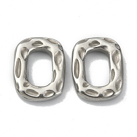 304 Stainless Steel Linking Rings, Hammered, Oval