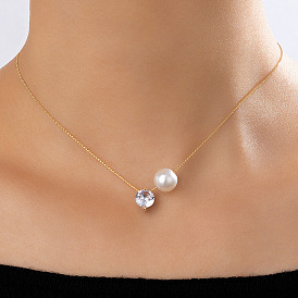 Collier chic route de perles pour femme - minimaliste, bijoux de chaîne de collier de serrure polyvalents et uniques