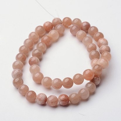 Sunstone naturel brins de perles rondes, 8mm, Trou: 1mm, Environ 49 pcs/chapelet, 14.9 pouce