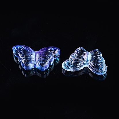 Galvanoplastie perles de verre transparentes, papillon