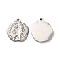 304 Stainless Steel Pendants, with Crystal Rhinestone, Flat Round with Mermaid Charms