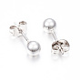 304 Stainless Steel Stud Earrings, Hypoallergenic Earrings, with Ear Nuts, Round