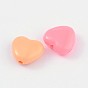 Opaque Acrylic Beads, Heart, 11x12x5mm, Hole: 2mm, about 1130pcs/500g