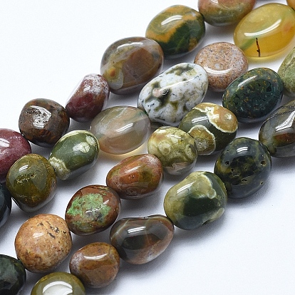 Natural Ocean Jasper Beads Strands, Nuggets, Tumbled Stone
