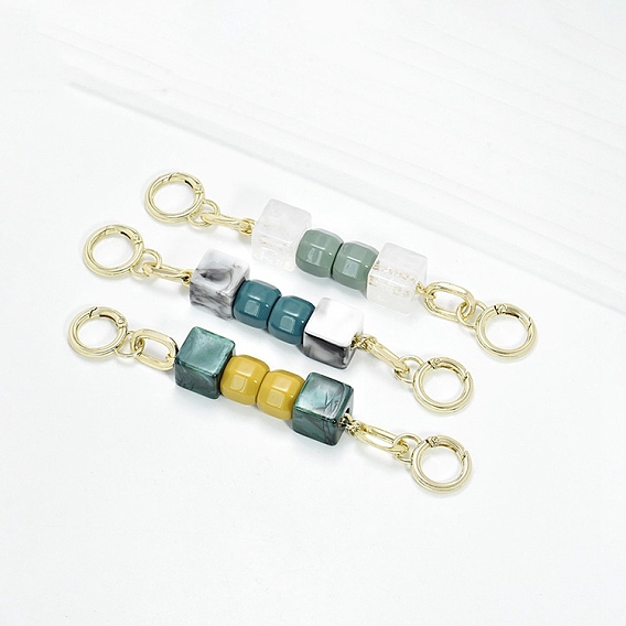Resin Bead Bag Extension Chains, with Alloy Spring Gate Ring, Purse Making Supplies