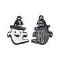 Gunmetal Plated Alloy Enamel Pendants, for Halloween, Ghost with Witch Hat