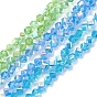 Plaquent verre transparent perles brins, facette, de couleur plaquée ab , cube