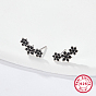 Cubic Zirconia Flower Stud Earrings, 925 Sterling Silver Post Earings