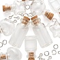 10Pcs Round Glass Bottle, with Cork Plug, Jump Rings and Iron Screw Eye Pin, for DIY Wishing Bottle