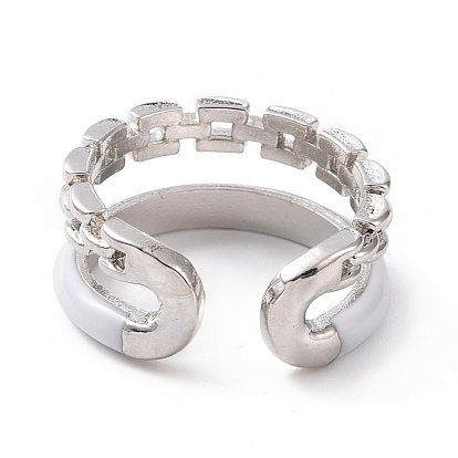 Эмалевое открытое кольцо-манжета с двойной строчкой, украшения из латуни с платиновым покрытием для женщин