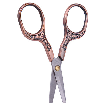 Retro 201 Stainless Steel Scissors, for Cross-stitch, Embroidery, Sewing, Quilting and Needlework, Plum Blossom Pattern